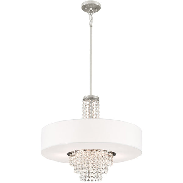 HomeRoots Five Light Dimmable Chandelier - Modern Cylinder Shades for Stylish Ambiance in Any Room 687652