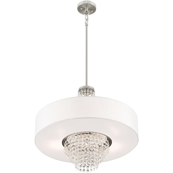 HomeRoots Five Light Dimmable Chandelier - Modern Cylinder Shades for Stylish Ambiance in Any Room 687652