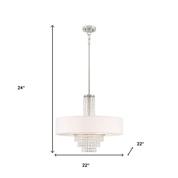 HomeRoots Five Light Dimmable Chandelier - Modern Cylinder Shades for Stylish Ambiance in Any Room 687652