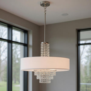 HomeRoots Five Light Dimmable Chandelier - Modern Cylinder Shades for Stylish Ambiance in Any Room 687652