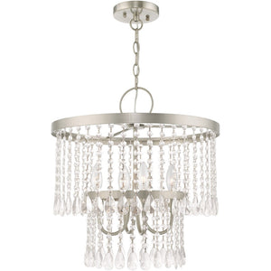 HomeRoots Four Light Dimmable Chandelier with Stylish Cylindrical Shades for Modern Ambiance & Versatility 687653
