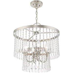HomeRoots Four Light Dimmable Chandelier with Stylish Cylindrical Shades for Modern Ambiance & Versatility 687653