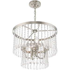 HomeRoots Four Light Dimmable Chandelier with Stylish Cylindrical Shades for Modern Ambiance & Versatility 687653