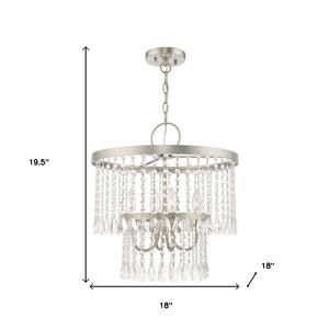 HomeRoots Four Light Dimmable Chandelier with Stylish Cylindrical Shades for Modern Ambiance & Versatility 687653
