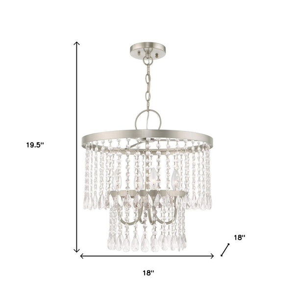 HomeRoots Four Light Dimmable Chandelier with Stylish Cylindrical Shades for Modern Ambiance & Versatility 687653
