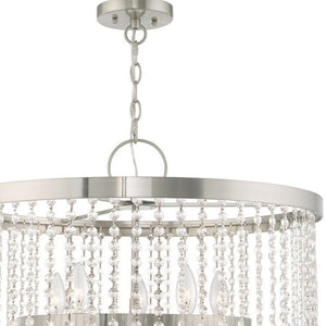 HomeRoots Five Light Dimmable Chandelier - Modern Cylinder Shades, Adjustable Brightness, Stylish Steel Design 687654
