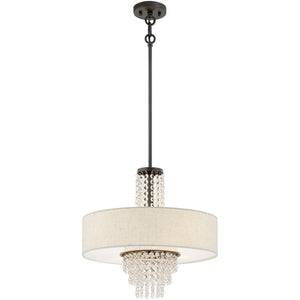 HomeRoots Four Light Dimmable Chandelier – Modern Steel Shades, Sculptural Design for Stylish Ambient Illumination 687655