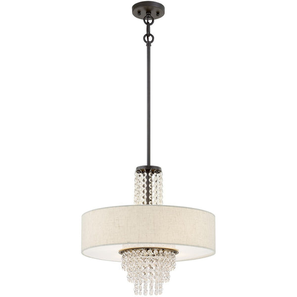 HomeRoots Four Light Dimmable Chandelier – Modern Steel Shades, Sculptural Design for Stylish Ambient Illumination 687655