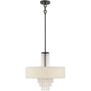 HomeRoots Four Light Dimmable Chandelier – Modern Steel Shades, Sculptural Design for Stylish Ambient Illumination 687655