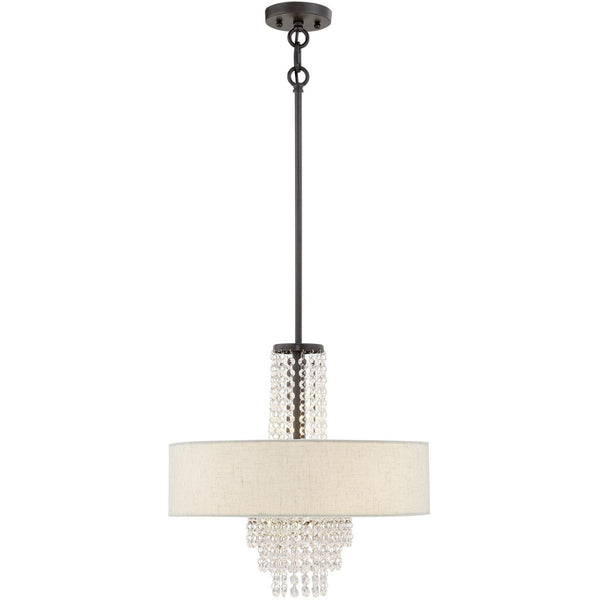 HomeRoots Four Light Dimmable Chandelier – Modern Steel Shades, Sculptural Design for Stylish Ambient Illumination 687655