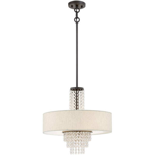 HomeRoots Four Light Dimmable Chandelier – Modern Steel Shades, Sculptural Design for Stylish Ambient Illumination 687655