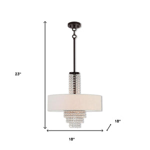 HomeRoots Four Light Dimmable Chandelier – Modern Steel Shades, Sculptural Design for Stylish Ambient Illumination 687655