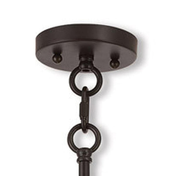 HomeRoots Bronze Five-Light Dimmable Chandelier - Elegant Metal Design with Cylindrical Shades for Any Room 687656