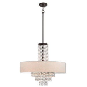 HomeRoots Bronze Elegant Five-Light Dimmable Chandelier with Cylinder Shades for Stylish Home Lighting 687657