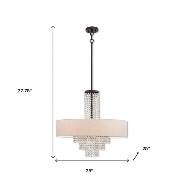 HomeRoots Bronze Elegant Five-Light Dimmable Chandelier with Cylinder Shades for Stylish Home Lighting 687657
