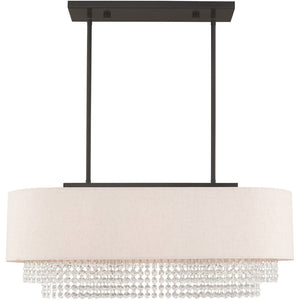 HomeRoots Three Light Dimmable Chandelier with Sleek Cylinder Shades for Modern Interior Elegance & Versatility 687658
