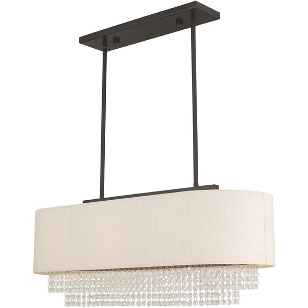 HomeRoots Three Light Dimmable Chandelier with Sleek Cylinder Shades for Modern Interior Elegance & Versatility 687658