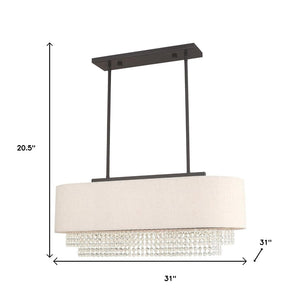 HomeRoots Three Light Dimmable Chandelier with Sleek Cylinder Shades for Modern Interior Elegance & Versatility 687658