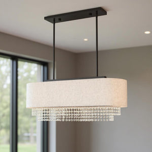 HomeRoots Three Light Dimmable Chandelier with Sleek Cylinder Shades for Modern Interior Elegance & Versatility 687658