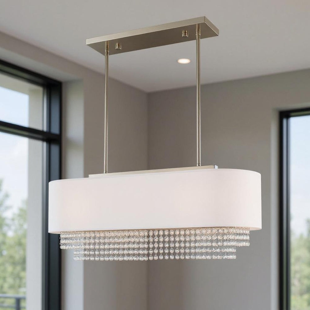 HomeRoots Three Light Dimmable Chandelier - Modern Cylinder Shades for Stylish Illumination in Any Room 687659
