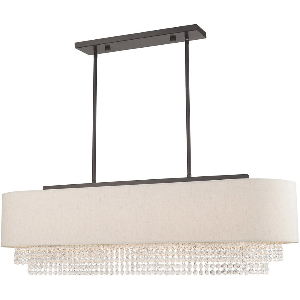HomeRoots Five Light Dimmable Chandelier - Modern Cylindrical Shades for Versatile Lighting in Any Room 687660