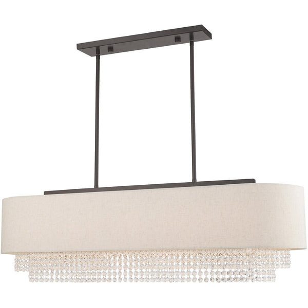 HomeRoots Five Light Dimmable Chandelier - Modern Cylindrical Shades for Versatile Lighting in Any Room 687660