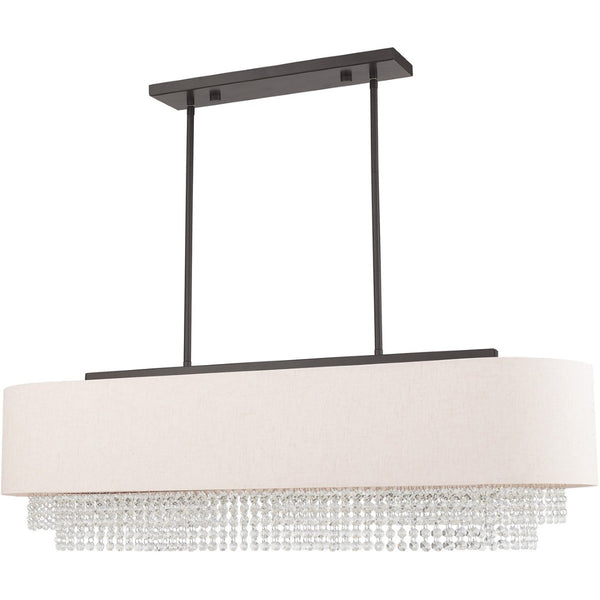 HomeRoots Five Light Dimmable Chandelier - Modern Cylindrical Shades for Versatile Lighting in Any Room 687660