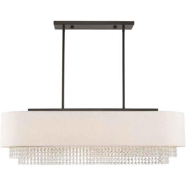 HomeRoots Five Light Dimmable Chandelier - Modern Cylindrical Shades for Versatile Lighting in Any Room 687660