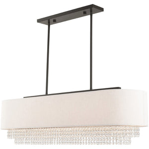 HomeRoots Five Light Dimmable Chandelier - Modern Cylindrical Shades for Versatile Lighting in Any Room 687660