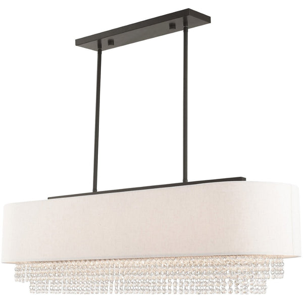HomeRoots Five Light Dimmable Chandelier - Modern Cylindrical Shades for Versatile Lighting in Any Room 687660