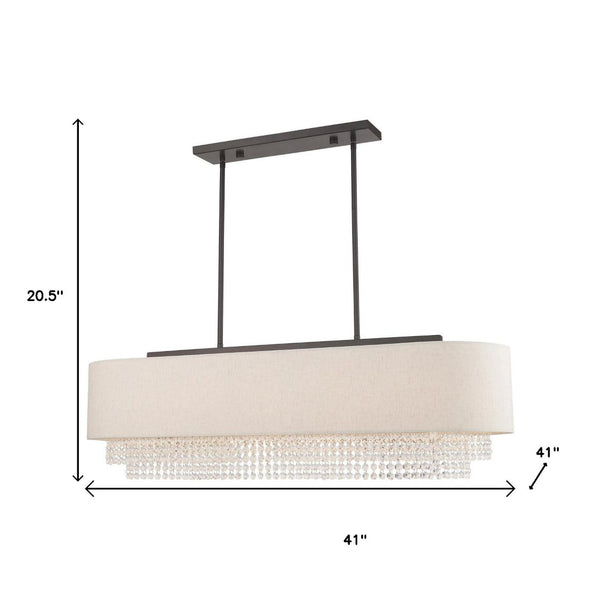 HomeRoots Five Light Dimmable Chandelier - Modern Cylindrical Shades for Versatile Lighting in Any Room 687660