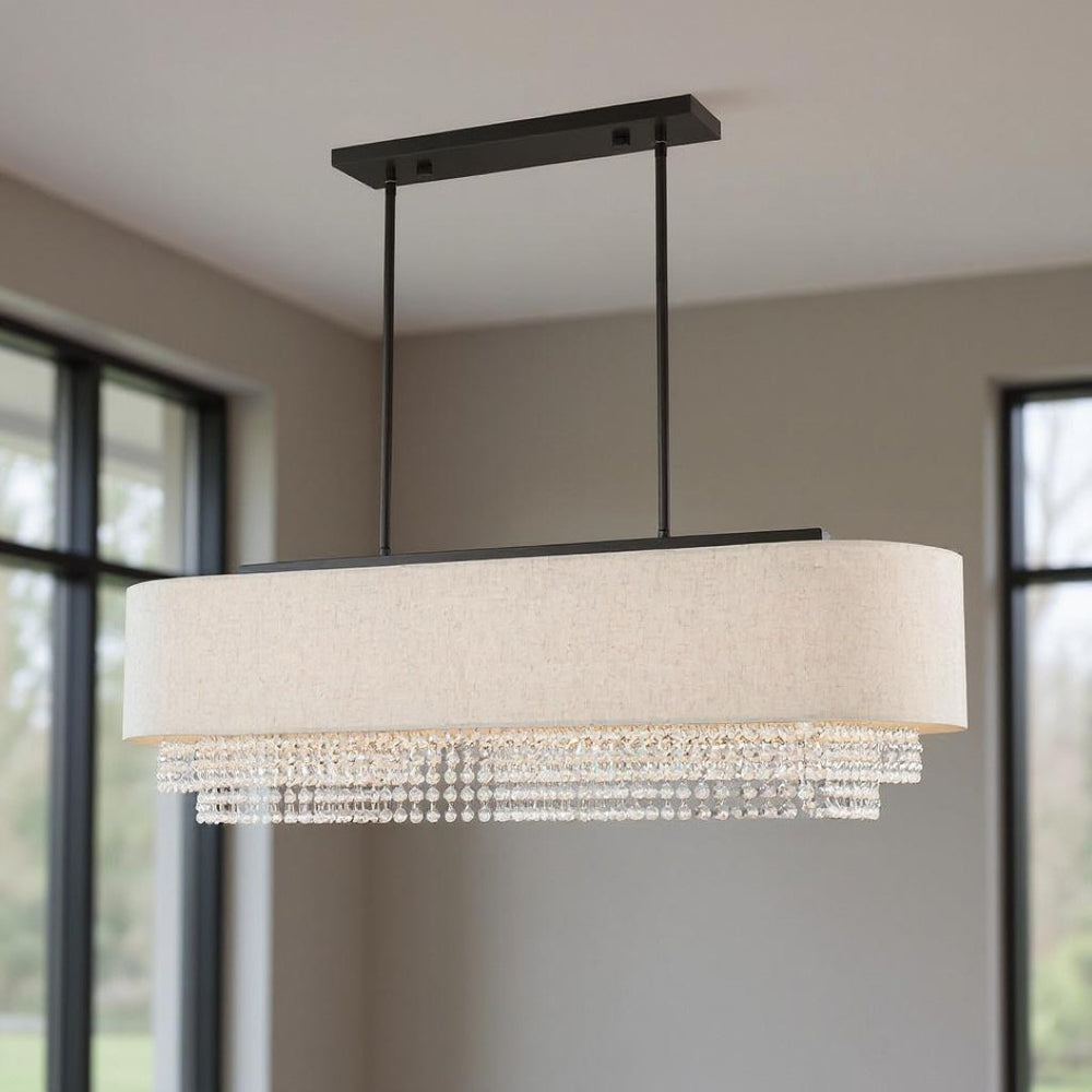 HomeRoots Five Light Dimmable Chandelier - Modern Cylindrical Shades for Versatile Lighting in Any Room 687660