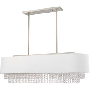 HomeRoots Five Light Dimmable Chandelier with Cylindrical Shades - Modern Design for Stylish Rooms & Versatile Use 687661