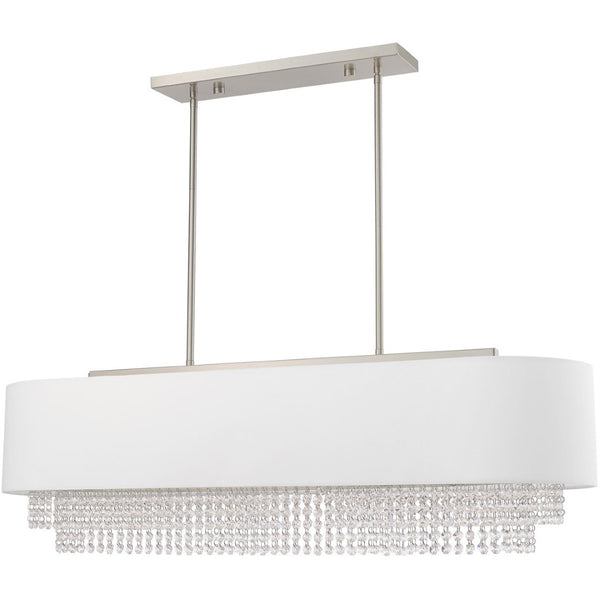 HomeRoots Five Light Dimmable Chandelier with Cylindrical Shades - Modern Design for Stylish Rooms & Versatile Use 687661