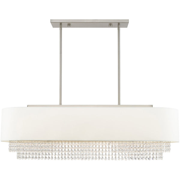 HomeRoots Five Light Dimmable Chandelier with Cylindrical Shades - Modern Design for Stylish Rooms & Versatile Use 687661