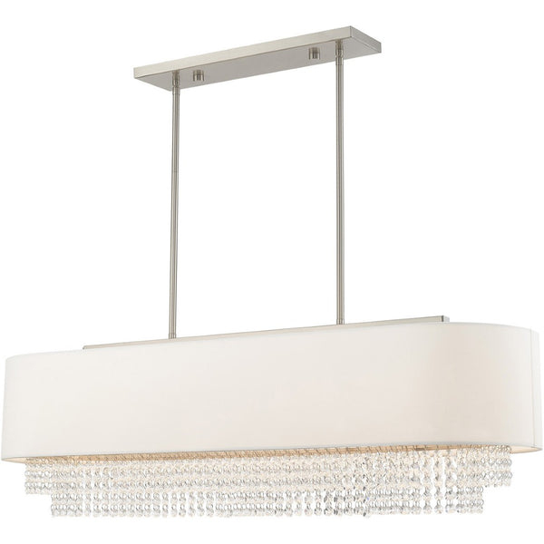 HomeRoots Five Light Dimmable Chandelier with Cylindrical Shades - Modern Design for Stylish Rooms & Versatile Use 687661