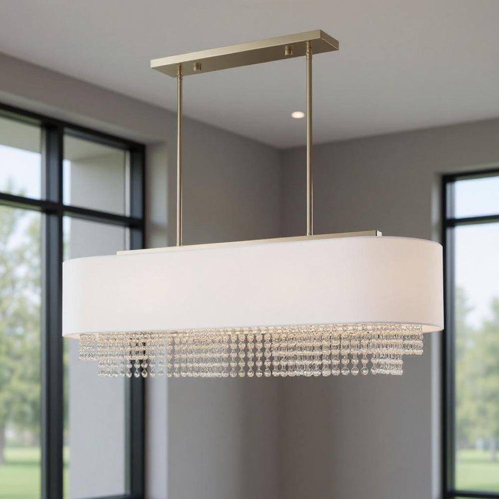 HomeRoots Five Light Dimmable Chandelier with Cylindrical Shades - Modern Design for Stylish Rooms & Versatile Use 687661
