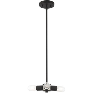HomeRoots Black Three-Light Dimmable Chandelier with Cylinder Shades for Modern Home Décor and Ambiance 687662