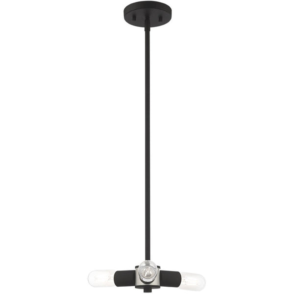 HomeRoots Black Three-Light Dimmable Chandelier with Cylinder Shades for Modern Home Décor and Ambiance 687662