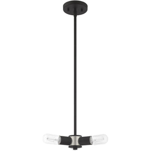 HomeRoots Black Three-Light Dimmable Chandelier with Cylinder Shades for Modern Home Décor and Ambiance 687662