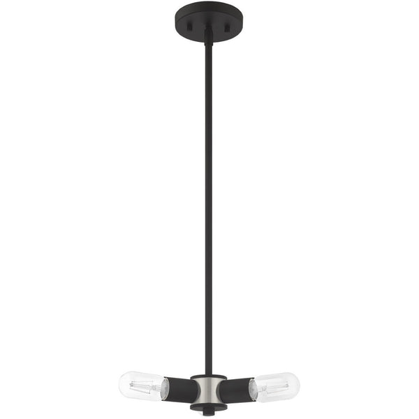 HomeRoots Black Three-Light Dimmable Chandelier with Cylinder Shades for Modern Home Décor and Ambiance 687662