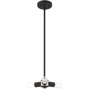HomeRoots Black Three-Light Dimmable Chandelier with Cylinder Shades for Modern Home Décor and Ambiance 687662