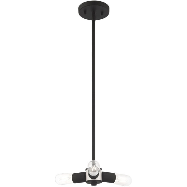 HomeRoots Black Three-Light Dimmable Chandelier with Cylinder Shades for Modern Home Décor and Ambiance 687662