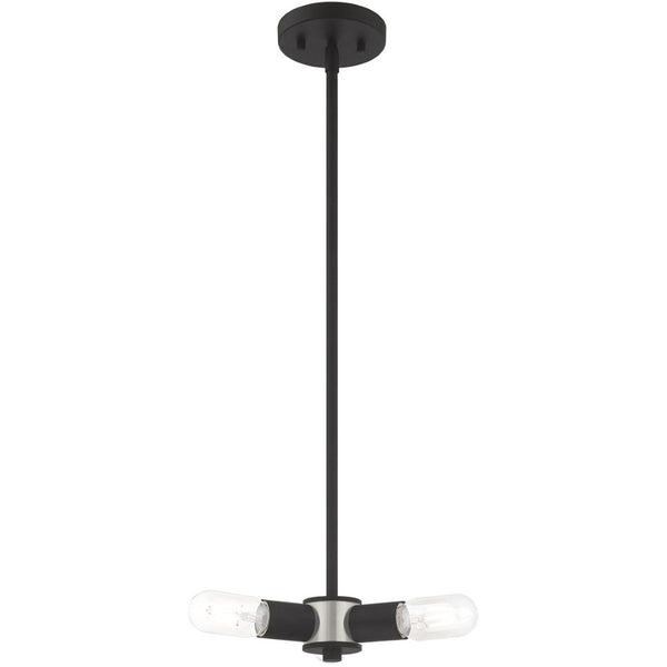 HomeRoots Black Three-Light Dimmable Chandelier with Cylinder Shades for Modern Home Décor and Ambiance 687662
