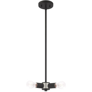 HomeRoots Black Three-Light Dimmable Chandelier with Cylinder Shades for Modern Home Décor and Ambiance 687662