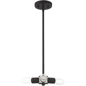 HomeRoots Black Three-Light Dimmable Chandelier with Cylinder Shades for Modern Home Décor and Ambiance 687662