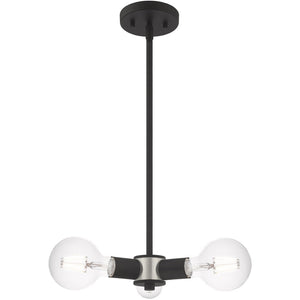 HomeRoots Black Three-Light Dimmable Chandelier with Cylinder Shades for Modern Home Décor and Ambiance 687662