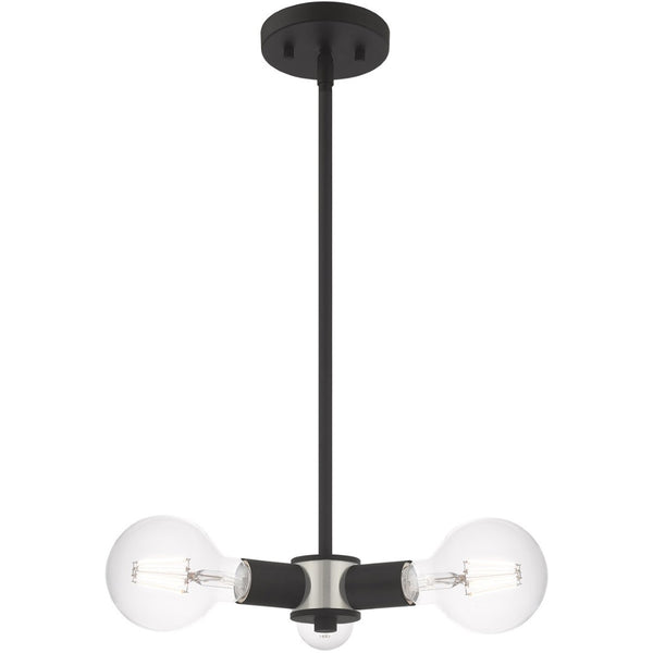 HomeRoots Black Three-Light Dimmable Chandelier with Cylinder Shades for Modern Home Décor and Ambiance 687662