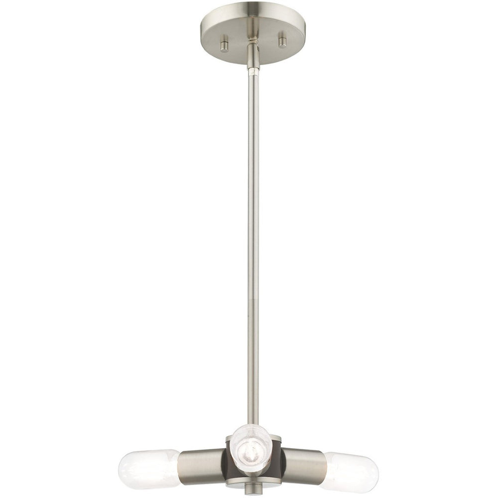 HomeRoots Three Light Dimmable Chandelier with Cylinder Shades - Modern Steel Design for Versatile Spaces 687664
