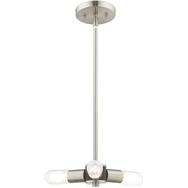 HomeRoots Three Light Dimmable Chandelier with Cylinder Shades - Modern Steel Design for Versatile Spaces 687664